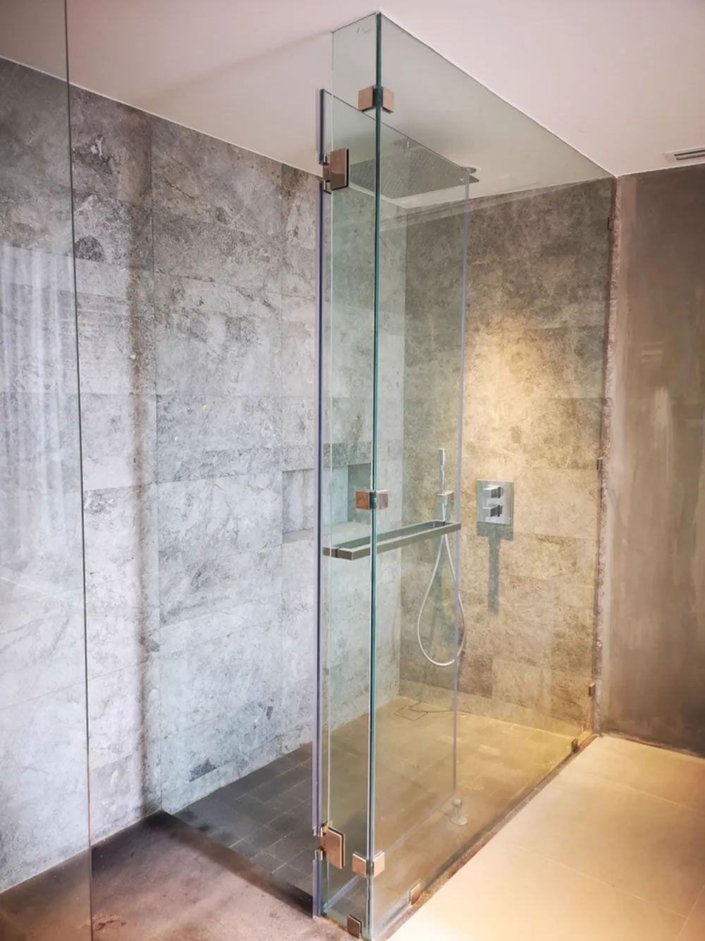 A newly installed shower screen in a Gold Coast bathroom
